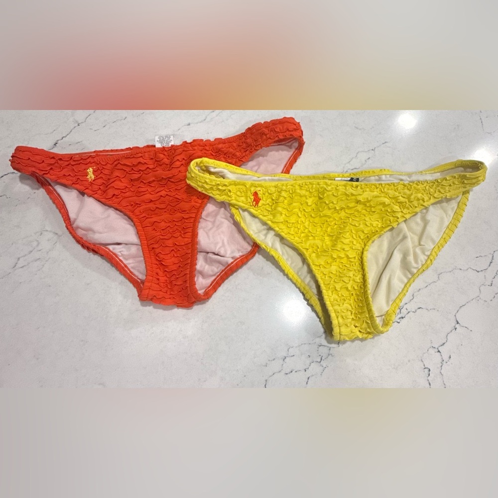 Lauren Ralph Lauren Set of 2 Ruffle Bikini Bottoms, Size L Swimwear